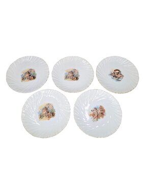 Antique Victoria Carlsbad Austria Cherub Plate LOT OF 5 Gold Trim 7"